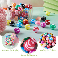 80Pcs 10 Colors Opaque Striped Acrylic Beads&nbsp;SACR-BT0001-02