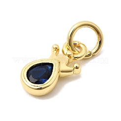 Brass Cubic Zirconia Charms&nbsp;KK-G554-01C-03