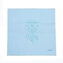 羽模様刺繍キット付きDIY織りネット/ウェブ  模造竹フレームを含む  鉄製ピン  布  カラフルな糸  空色  213x201x9.5mm  内径：183mm&nbsp;DIY-O021-19B