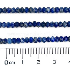 天然石ラピスラズリビーズ連売り  多面カット  ロンデル  3.5~4x2.5~3mm  穴：0.7mm  約128個/連  15.16~15.35インチ（38.5~39cm）&nbsp;G-L587-B03-02