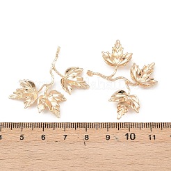 真鍮チャーム  メープルリーフチャーム  ラックめっき  長持ちメッキ  ライトゴールド  34x40x4.5mm  穴：1mm&nbsp;KK-F918-04KCG