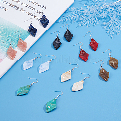 DIYイヤリング作成キット  80個入り8色アクリル菱形ペンダント  天然石風  80個の鉄のピアスフック  100個のアイアンオープン丸カン  ミックスカラー  ペンダント：29x18.5x4.5mm  穴：1.8mm  10個/カラー&nbsp;DIY-FH0003-22