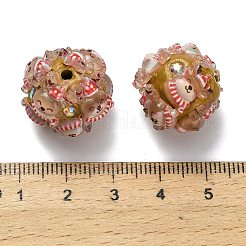 クリスマステーマの樹脂入りポリマー粘土ラインストーンビーズ  DIYジュエリーやペンの装飾に  鹿  17~18x18~19x18~19mm  穴：2mm&nbsp;RESI-Z045-01E