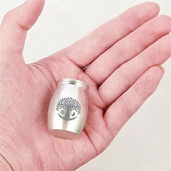 ベルベットパッキングポーチ1個。  1個の合金火葬壷  命の木  火葬骨壷：40.5x30mm&nbsp;AJEW-CN0001-75C