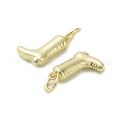 真鍮製マイクロパヴェキュービックジルコニアペンダント  18KGP本金メッキ  丸カン付き  靴  12.5x8.5x3mm  穴：3.2mm&nbsp;KK-D384-05G-01