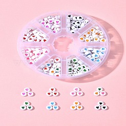 320 個 8 色不透明アクリルビーズ  エナメル  ハート付きフラットラウンド  ミックスカラー  7x3.5mm  穴：1.2mm  40個/カラー&nbsp;FIND-FS0002-84