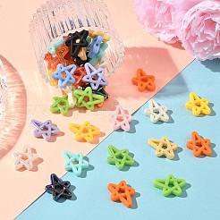 40個 2スタイル ゴム風 不透明アクリルビーズ  UVメッキ不透明アクリルビーズ  スター  ミックスカラー  23x19x5mm  穴：2.2mm  20個/スタイル&nbsp;OACR-YW0004-45