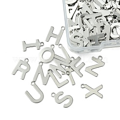 200個 26スタイル 201ステンレススチールチャーム  ステンレス鋼色  a～zの文字  12~12.6x6~10.1x0.5~0.7mm  穴：1.2~1.4mm&nbsp;STAS-FS0001-44