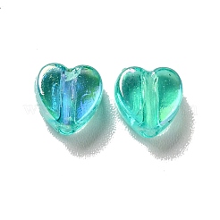 環境にやさしい透明プラスチックビーズ  ab 色付き  ハート  ターコイズ  6x6x3mm  穴：1.2mm  約8300個/500g&nbsp;KY-D014-01E