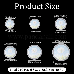 バッジ用透明プラスチックフィルム 240枚 6スタイル  ラウンド  透明  44~80x0.05mm  40個/スタイル&nbsp;DIY-CP0013-94