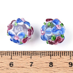 手作りランプワークビーズ連売り  バンピー  花の丸  藤紫色  11.5~13x11~12mm  穴：1.6~1.8mm  約45個/連  17.68~19.65''（44.9~49.9センチメートル）&nbsp;LAMP-N021-015A-14