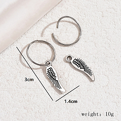 ヴィンテージ真鍮フェザーフープピアス  銀  30x14mm&nbsp;KF3799