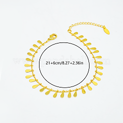 Adjustable Brass Teardrop Tassel Pendant Anklets for Beach&nbsp;MT3277