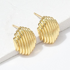 楕円形の真鍮スタッドピアス  鉛フリー＆カドミウムフリー  長持ちメッキ  18KGP本金メッキ  15x11mm&nbsp;EJEW-H154-09A-G