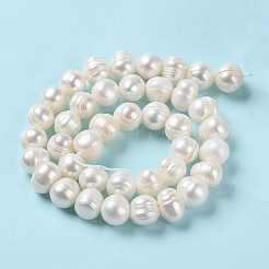 天然養殖淡水パールビーズ連売り  ポテト  グレードA +  パパイヤホイップ  8~10x8.5~9mm  穴：0.7mm  約40個/連  13.78''（35センチメートル）&nbsp;PEAR-E018-01