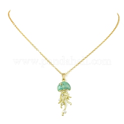 Summer Beach Alloy Enamel Sea Animal Pendant Brass Cable Chain Necklaces&nbsp;NJEW-JN06635-01