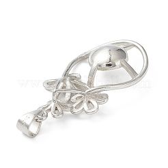 Platinum Plated Brass Pendant Cabochon Settings&nbsp;KK-Q776-01P-04