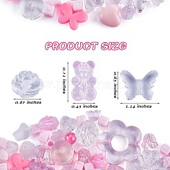 150 個ランダムローズアクリルビーズクマパステルスペーサービーズ蝶ルースビーズジュエリーキーホルダー電話ストラップ作る  ピンク  17mm&nbsp;JX543C