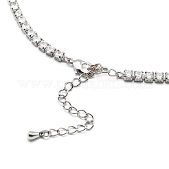女性のためのクリアキュービックジルコニアテニスネックレス  プラチナ  12.99インチ（33cm）&nbsp;NJEW-C014-01P