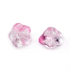 電気メッキガラスビーズ  朝顔  ピンク  8.5x8x5.5mm  穴：1mm&nbsp;X-EGLA-I012-B08