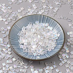 MIYUKIティラビーズ  日本製シードビーズ  2穴  （tl250)クリスタルab  5x5x1.9mm  穴：0.8mm  約590個/50g&nbsp;SEED-X0054-TL250