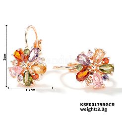 スイートな真鍮キュービックジルコニアのイヤリング  絶妙な夏の田舎のファッションアクセサリー  花  20x12mm&nbsp;WI7590-2