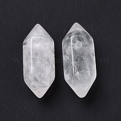 天然水晶ダブルターミナルポインテッドペンダント  水晶  ファセットバレットチャーム  18.5~20x8~9x8~9mm  穴：1.5mm&nbsp;G-C007-02A-14