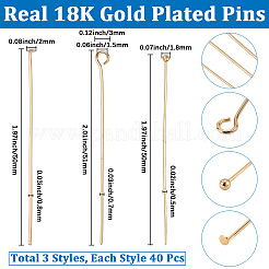120Pcs 3 Colors Brass Eye Pins&nbsp;KK-BBC0024-32