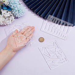 3Pcs 3 Styles Clear Acrylic Drawing Stencils&nbsp;AJEW-HY0001-77C