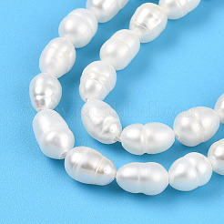天然養殖淡水パールビーズ連売り  ライス  乳白色  5~8x3.5~4mm  穴：0.5mm  約29~31個/連  6.77~7.09''（17.2~18センチメートル）&nbsp;PEAR-N012-03R-01