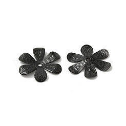 304ステンレススチールビーズキャップ  6  - 花びらの花  ブラック  17.5x1.5mm  穴：1.4mm&nbsp;STAS-P363-05EB