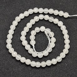 天然石マレーシアジェイドビーズ連売り  模倣白玉  ラウンド  染め  多面カット  ホワイト  6mm  穴：0.8mm  約63個/連  14.5インチ&nbsp;G-A147-6mm-A04