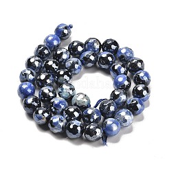 Electroplated Natural Fire Crackle Agate Round Beads Strands&nbsp;G-G0006-A02-02