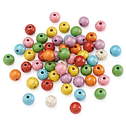 80Pcs 8 Colors Printed  Natural Wood Beads&nbsp;WOOD-FW0001-10
