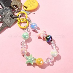 アクリルビーズのモバイルストラップ  多機能チェーン  合金スプリングゲートリング付き  カラフル  30.8cm&nbsp;HJEW-JM01056