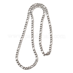 5mm 304ステンレススチール製フィガロチェーンネックレス（女性用）  PVD真空メッキ  長持ちメッキ  変色しない  ステンレス鋼色  23.82インチ（60.5cm）&nbsp;NJEW-B134-07A-P