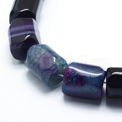 天然石瑪瑙ビーズ連売り  染め＆加熱  コラム  ダークスレートブルー  19.5~20x14~15mm  穴：2mm  約17~19個/連  14.76インチ（37.5cm）&nbsp;G-L551D-12