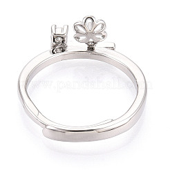 Flower Brass Micro Pave Cubic Zirconia Cup Peg Ring Settings&nbsp;KK-N274-31P