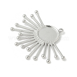 304ステンレススチールペンダントカボションセッティング  太陽のチャーム  ステンレス鋼色  トレイ：11mm  31x40x2mm  穴：1.8mm&nbsp;STAS-L293-04P