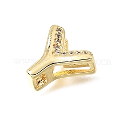 Brass Micro Pave Clear Cubic Zirconia Initial Spacer Bars&nbsp;KK-E802-34G-Y