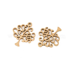 304ステンレススチールチャーム  木のチャーム  イオンプレーティング（ip）  18KGP本金メッキ  14x12x1mm  穴：1mm&nbsp;STAS-D390-31G