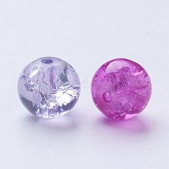 ベーキングペイント、クラックルガラスビーズ  バレンタインミックス  ラウンド  ミックスカラー  8~8.5x7.5~8mm  穴：1mm  約100個/袋&nbsp;DGLA-X0006-8mm-02