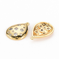 Brass Micro Pave Clear Cubic Zirconia Pendants&nbsp;KK-Q002-290-NF