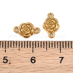 304ステンレススチールコネクタチャーム  バラの花のリンク  イオンプレーティング（ip）  長持ちメッキ  18KGP本金メッキ  6x10x2.3mm  穴：1mm  約15個/袋&nbsp;SA-CBA2B73-11G-A