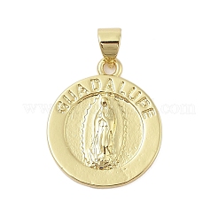Flat Round Real 18K Gold Plated Rack Plating Brass Pendants&nbsp;KK-Z074-19G