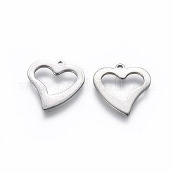 Tarnish Resistant 201 Stainless Steel Open Heart Pendants&nbsp;STAS-L234-102P