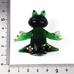 手作りのランプワークのカエルのディスプレイ装飾  ホームデスクトップ装飾用  濃い緑  47x51.5x29.5mm&nbsp;LAMP-N028-30