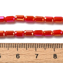 電気メッキガラスビーズセット  多面カット  ABカラー  コラム  レッド  3x5mm  穴：1mm  約79個/連  16.5インチ（42cm）&nbsp;EGLA-D031-01-27