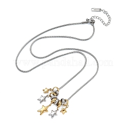 Duo Tone 304 Stainless Steel 5 Star Pendant Necklaces&nbsp;SA-CBAFEB5-01GP