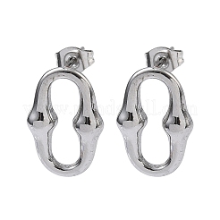 304ステンレススチールスタッドピアス6組  オーバル  ステンレス鋼色  18.5x12mm&nbsp;EJEW-C180-01P